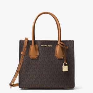 **NEW** Michael Kors Medium Brown Signature Leather Crossbody Tote